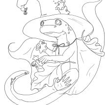 Wizard Salamander - Line Art